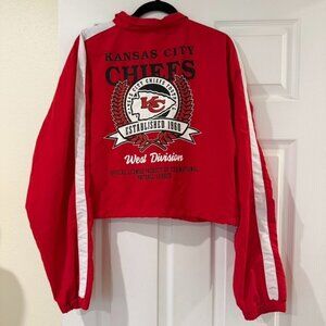 NFL Kansas City Chiefs Cropped Windbreaker Jacket Size 1x NWOT